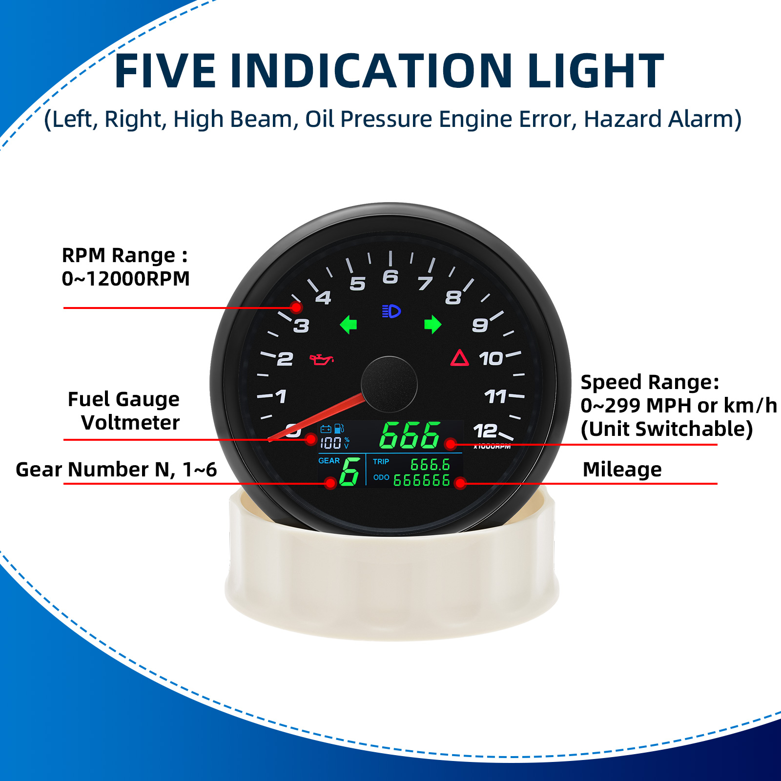 85mm 다기능 게이지 GPS 속도계 타코미터 8000 - Motorcycle Gear Levels 리뷰 및 가격
