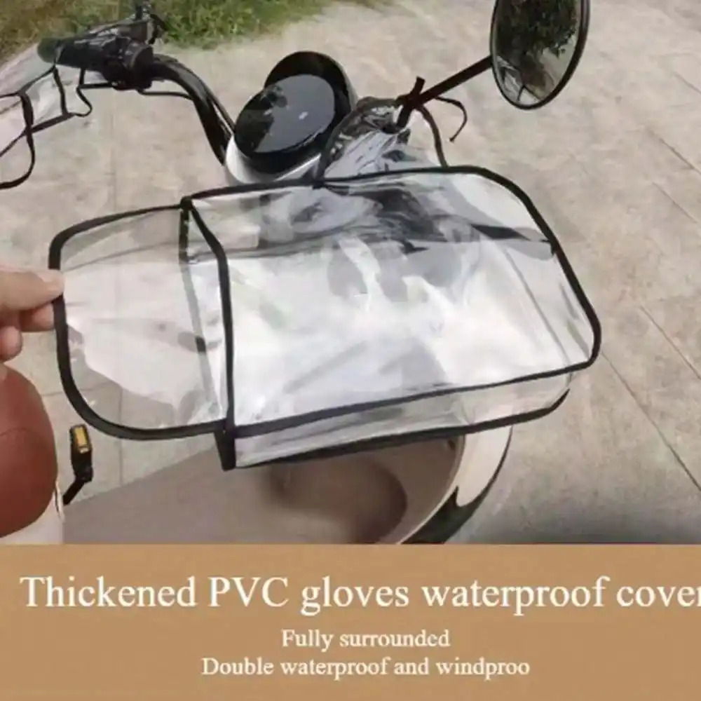 전기 자전거 투명 핸들 장갑 1쌍 PVC 방풍, 방수  - Motorcycle Gear Gloves 리뷰 및 가격